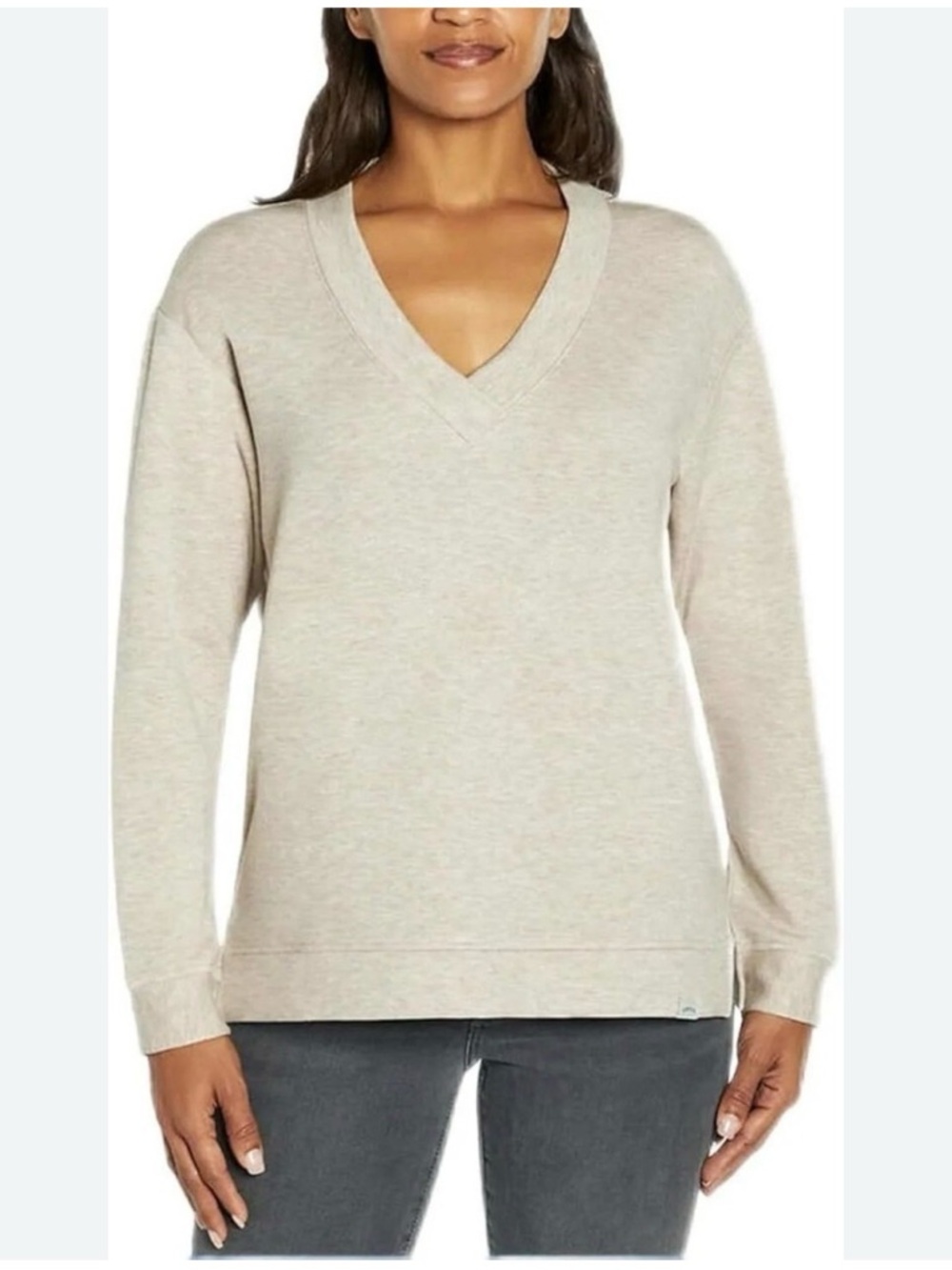 Orvis Women's V-Neck Sweater — Light Beige/Cream